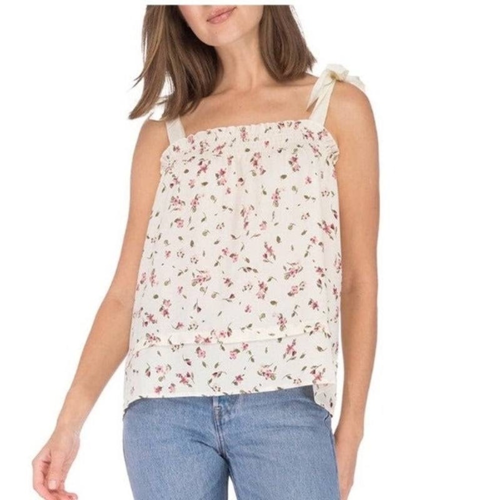 Bobeau floral Tie Sleeve Tank Top